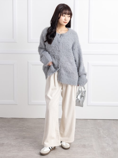 セール】グリッターフェザーニットロングカーディガン[オフィス