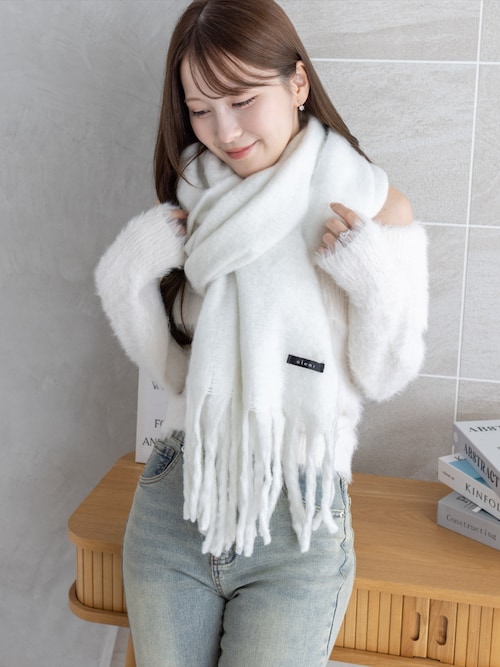 セール】【11色展開】フリンジボリュームマフラー[厚手 もこもこ感