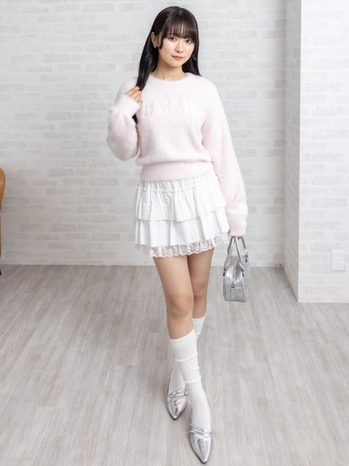 セール】裾レースフリルティアードミニスカート[推し活 ガーリー]≪AW
