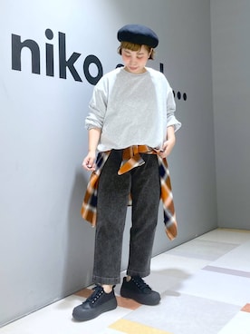 「アイテム（帽子）」を使った、タゾエさん（レディース・155cm・30代）の秋コーディネート