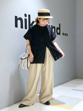 「アイテム（帽子）」を使った、タゾエさん（レディース・155cm・30代）の夏コーディネート