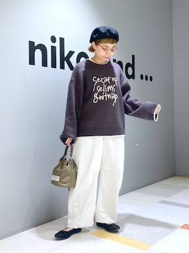 「アイテム（帽子）」を使った、タゾエさん（レディース・155cm・30代）の秋コーディネート