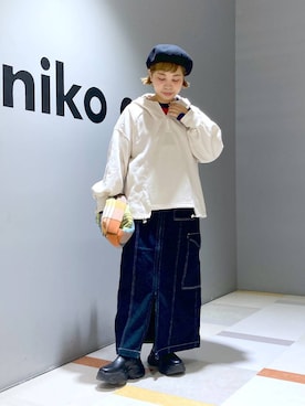 「アイテム（帽子）」を使った、タゾエさん（レディース・155cm・30代）の秋コーディネート