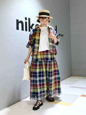 「アイテム（帽子）」を使った、タゾエさん（レディース・155cm・30代）の夏コーディネート