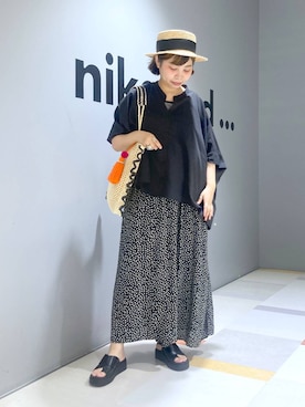 「アイテム（帽子）」を使った、タゾエさん（レディース・155cm・30代）の夏コーディネート