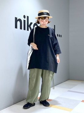 「アイテム（帽子）」を使った、タゾエさん（レディース・155cm・30代）の夏コーディネート