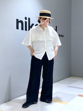 「アイテム（帽子）」を使った、タゾエさん（レディース・155cm・30代）の夏コーディネート