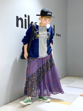 「アイテム（帽子）」を使った、タゾエさん（レディース・155cm・30代）の夏コーディネート