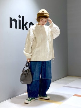 「niko and...（ニコアンド）のアイテム（ハンドバッグ）」を使った、タゾエさん（レディース・155cm）の冬コーディネート