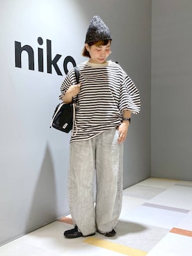 「アイテム（帽子）」を使った、タゾエさん（レディース・155cm・30代）の夏コーディネート