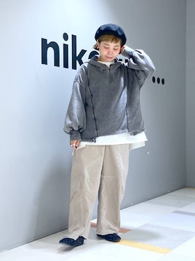 「アイテム（帽子）」を使った、タゾエさん（レディース・155cm・30代）の秋コーディネート