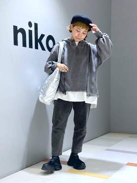 「アイテム（帽子）」を使った、タゾエさん（レディース・155cm・30代）の秋コーディネート