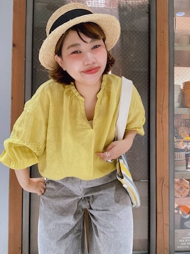 「アイテム（帽子）」を使った、タゾエさん（レディース・155cm・30代）の夏コーディネート