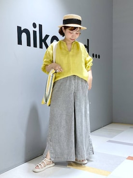 「アイテム（帽子）」を使った、タゾエさん（レディース・155cm・30代）の夏コーディネート