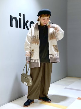 「アイテム（帽子）」を使った、タゾエさん（レディース・155cm・30代）の秋コーディネート