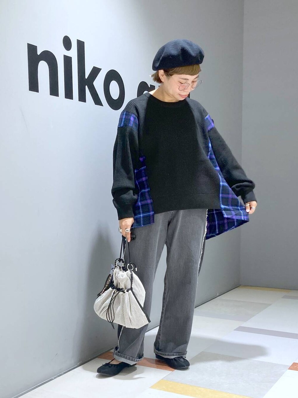 ニコアンド MODE NORM CORE ワッフル×チェックプルオーバー niko and（ニコアンド）の「[MODE NORM CORE]ワッフル×チェックプル