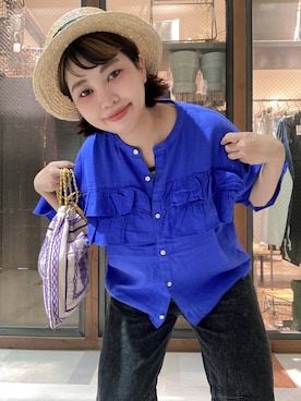 「アイテム（帽子）」を使った、タゾエさん（レディース・155cm・30代）の夏コーディネート