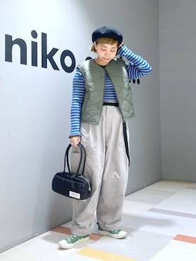 「アイテム（帽子）」を使った、タゾエさん（レディース・155cm・30代）の秋コーディネート
