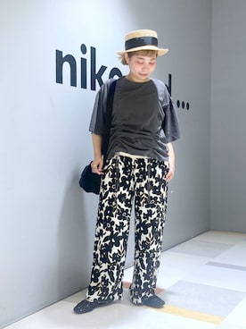 「アイテム（帽子）」を使った、タゾエさん（レディース・155cm・30代）の夏コーディネート