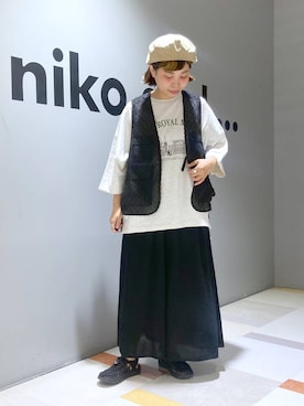 「アイテム（ベスト）」を使った、タゾエさん（レディース・155cm・30代）の夏コーディネート