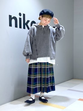 「アイテム（帽子）」を使った、タゾエさん（レディース・155cm・30代）の秋コーディネート