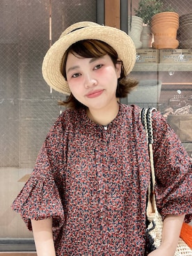 「アイテム（帽子）」を使った、タゾエさん（レディース・155cm・30代）の夏コーディネート