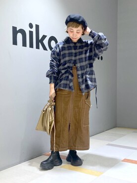 「アイテム（帽子）」を使った、タゾエさん（レディース・155cm・30代）の秋コーディネート