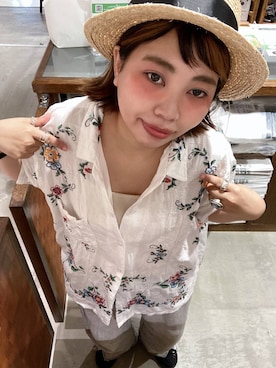 「アイテム（帽子）」を使った、タゾエさん（レディース・155cm・30代）の夏コーディネート