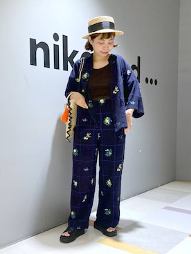 「アイテム（帽子）」を使った、タゾエさん（レディース・155cm・30代）の夏コーディネート
