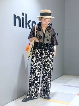 「アイテム（帽子）」を使った、タゾエさん（レディース・155cm・30代）の夏コーディネート