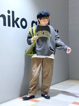 「アイテム（帽子）」を使った、タゾエさん（レディース・155cm・30代）の秋コーディネート