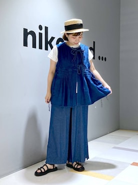 「アイテム（帽子）」を使った、タゾエさん（レディース・155cm・30代）の夏コーディネート