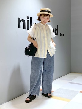 「アイテム（帽子）」を使った、タゾエさん（レディース・155cm・30代）の夏コーディネート