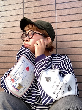 「アイテム（帽子）」を使った、タゾエさん（レディース・155cm・30代）の秋コーディネート