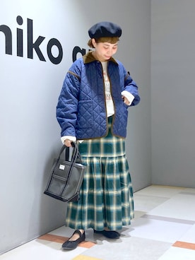 「アイテム（帽子）」を使った、タゾエさん（レディース・155cm・30代）の秋コーディネート