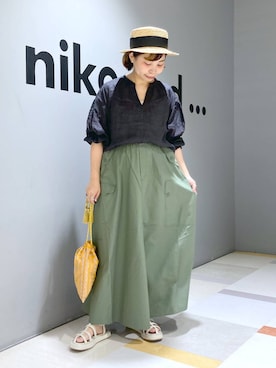 「アイテム（帽子）」を使った、タゾエさん（レディース・155cm・30代）の夏コーディネート