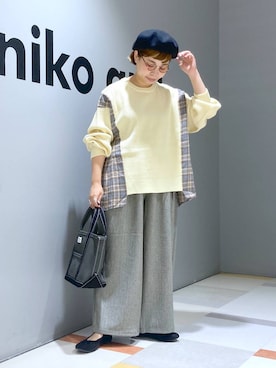 「アイテム（帽子）」を使った、タゾエさん（レディース・155cm・30代）の秋コーディネート