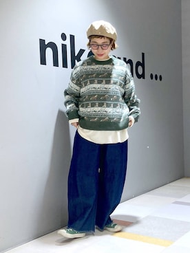 「アイテム（ニット/セーター）」を使った、タゾエさん（レディース・155cm）の冬コーディネート