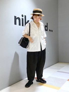 「アイテム（帽子）」を使った、タゾエさん（レディース・155cm・30代）の夏コーディネート