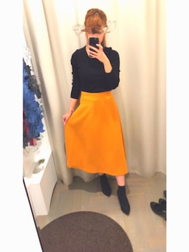 「マスタードイエロー」｜しー🌸さん（レディース・157cm）の秋コーディネート