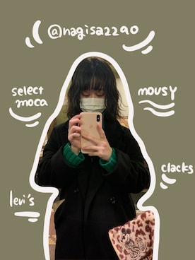 「moussy」｜「アイテム（チェスターコート）」を使った、Nagisaさん（レディース・159cm）の冬コーディネート