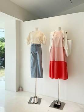 「アイテム（ワンピース、ピンク系）」を使った、LITTLEBLACKさん（レディース・162cm）の夏コーディネート