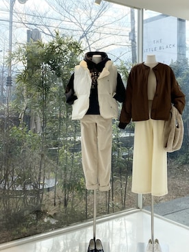 「韓国コーデ」｜「アイテム（ノーカラージャケット）」を使った、LITTLEBLACKさん（レディース・162cm）の冬コーディネート