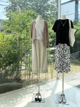 「アイテム（Tシャツ/カットソー、ブラック系）」を使った、LITTLEBLACKさん（レディース・162cm）の夏コーディネート