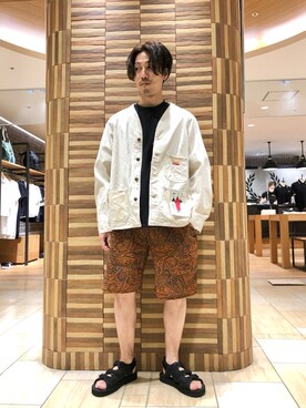 「MANASTASH（マナスタッシュ）のアイテム（シューズ）」を使った、SAKAZAKIさん（メンズ・167cm）の夏コーディネート