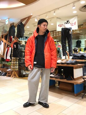 「MANASTASH（マナスタッシュ）のアイテム（ダウンジャケット/コート）」を使った、SAKAZAKIさん（メンズ・167cm）の秋コーディネート