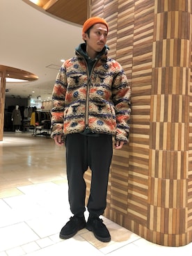 「MANASTASH（マナスタッシュ）のアイテム（スウェットパンツ）」を使った、SAKAZAKIさん（メンズ・167cm）の冬コーディネート