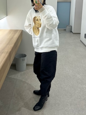 「動物モチーフ」｜「アイテム（スウェット）」を使った、さやかさん（レディース・152cm）の冬コーディネート