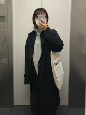 「coen」｜「アイテム（ステンカラーコート）」を使った、さやかさん（レディース・152cm）の秋コーディネート