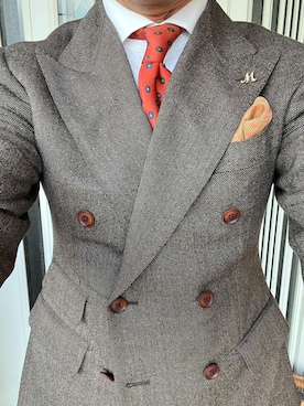 「ITAL STYLE のアイテム（ビジネスシャツ、ホワイト系）」を使った、michi-michiさん（メンズ・165cm）の春コーディネート